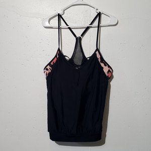 Black with leopard print tankini and bottoms